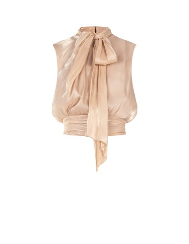 Top avec nœud et bande à la taille en georgette laminée Rinascimento