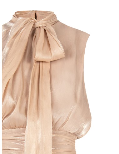 Top met strik en tailleband van gelamineerde georgette Rinascimento