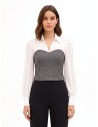 Top effet 2-en-1 avec chemisier en georgette et corset rayé à paillettes Rinascimento