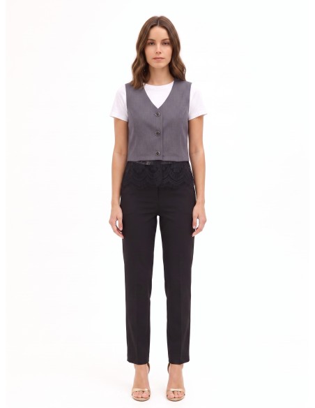 Ruim gilet met kanten rand Rinascimento