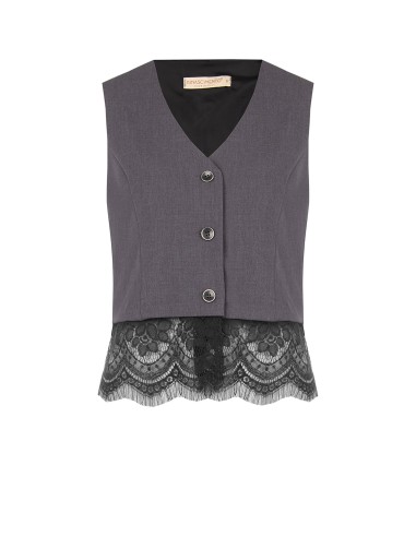 Ruim gilet met kanten rand Rinascimento