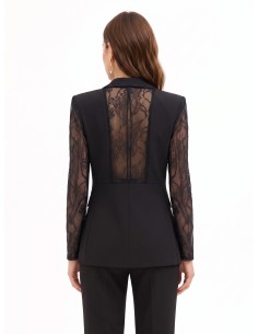 Veste blazer cintrée en tissu cady avec empiècements en dentelle Rinascimento 2