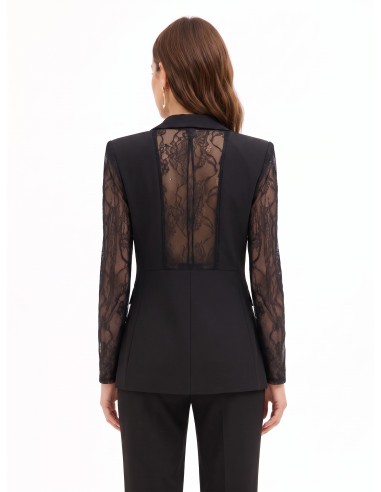 Veste blazer cintrée en tissu cady avec empiècements en dentelle Rinascimento