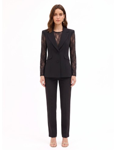 Veste blazer cintrée en tissu cady avec empiècements en dentelle Rinascimento