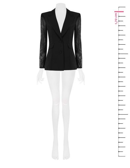 Veste blazer cintrée en tissu cady avec empiècements en dentelle Rinascimento