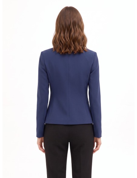 Veste blazer courte cintrée en tissu technique sans revers avec détail chaîne Rinascimento