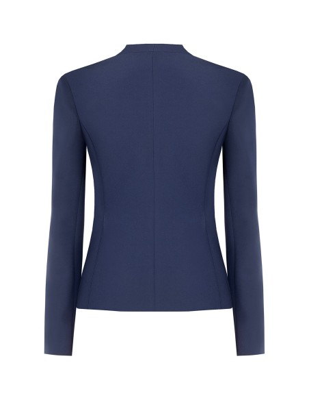 Veste blazer courte cintrée en tissu technique sans revers avec détail chaîne Rinascimento
