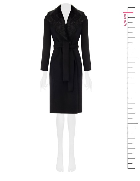 Manteau long en laine mélangée, modèle spolverino, avec col amovible en fausse fourrure Rinascimento