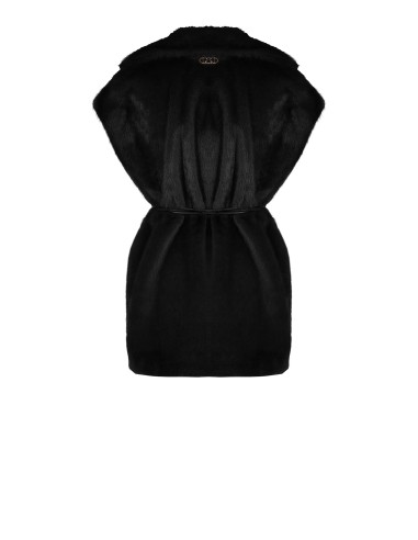Gilet long sans manches en fausse fourrure douce avec ceinture en similicuir et poches Rinascimento