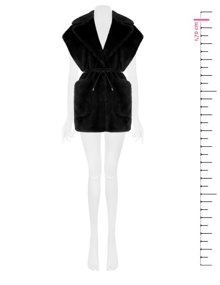 Gilet long sans manches en fausse fourrure douce avec ceinture en similicuir et poches Rinascimento