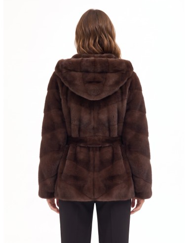 Manteau court kimono en fausse fourrure tondue à effet rayé Rinascimento