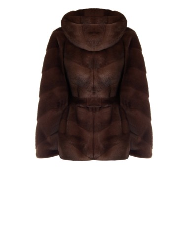 Manteau court kimono en fausse fourrure tondue à effet rayé Rinascimento