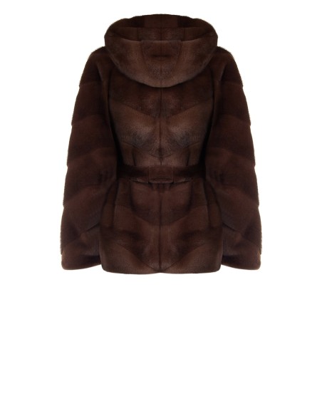 Manteau court kimono en fausse fourrure tondue à effet rayé Rinascimento