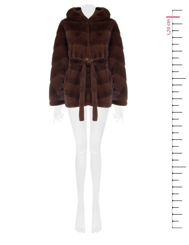 Manteau court kimono en fausse fourrure tondue à effet rayé Rinascimento