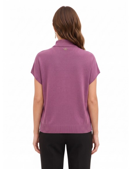 Pull oversize à col roulé en mélange de viscose avec boutons bijoux Rinascimento