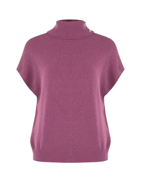 Pull oversize à col roulé en mélange de viscose avec boutons bijoux Rinascimento