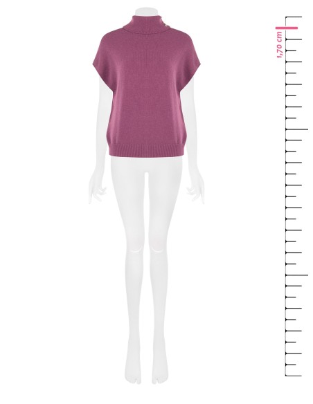 Pull oversize à col roulé en mélange de viscose avec boutons bijoux Rinascimento