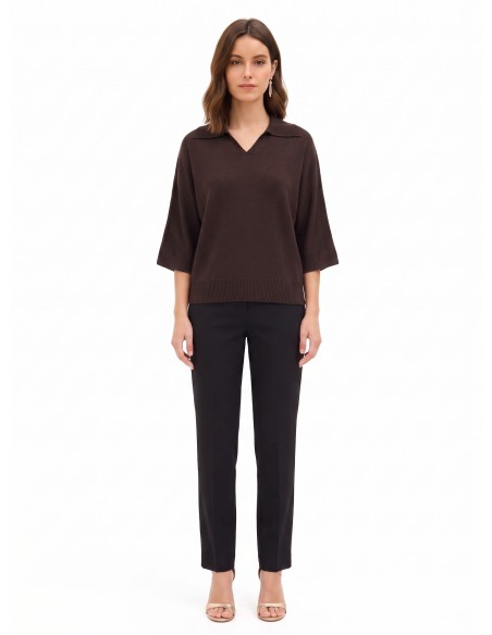 Pull oversize léger en viscose mélangée avec manches 3/4 Rinascimento