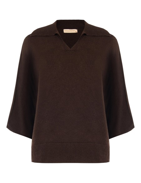 Lichte oversized polotrui van viscosemix met 3/4-mouwen Rinascimento