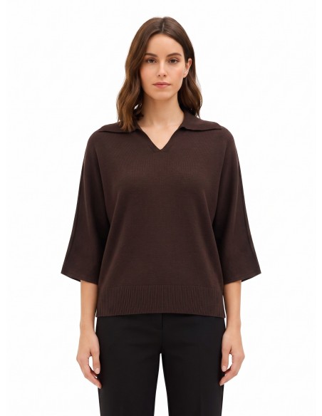 Lichte oversized polotrui van viscosemix met 3/4-mouwen Rinascimento
