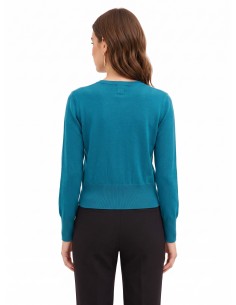 Rinascimento cardigan met ronde hals en ton-sur-ton knopen 2