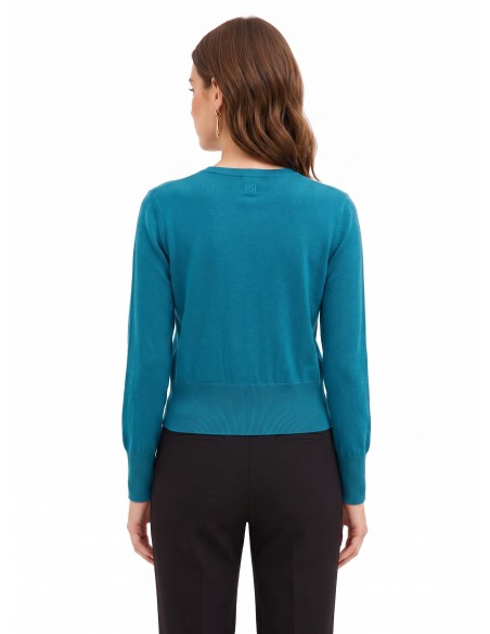 Rinascimento cardigan met ronde hals en ton-sur-ton knopen