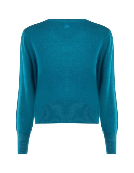 Cardigan à col rond avec boutons ton sur ton Rinascimento