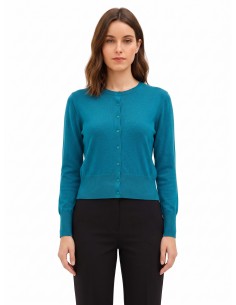 Rinascimento cardigan met ronde hals en ton-sur-ton knopen
