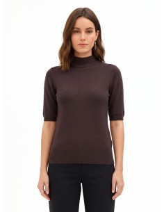 Pull à col montant avec bande et logo RR brodé Rinascimento