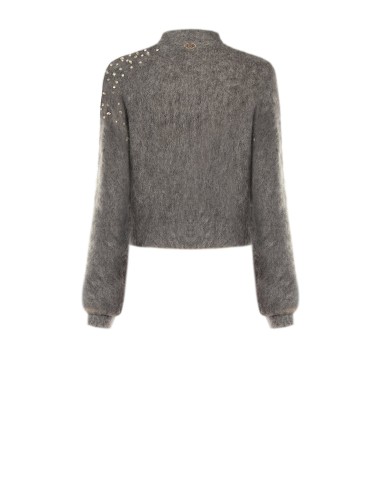 Pull crop en mohair avec cristaux cabochon Rinascimento