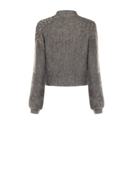 Cropped mohairtrui met cabochonkristallen van Rinascimento
