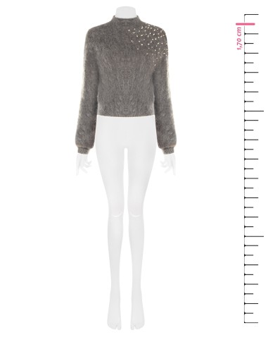 Pull crop en mohair avec cristaux cabochon Rinascimento