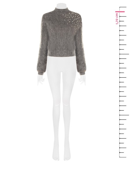 Cropped mohairtrui met cabochonkristallen van Rinascimento