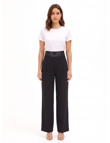 Pantalon palazzo en tissu cady avec bandeau bustier en dentelle Rinascimento