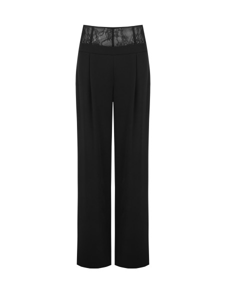 Pantalon palazzo en tissu cady avec bandeau bustier en dentelle Rinascimento