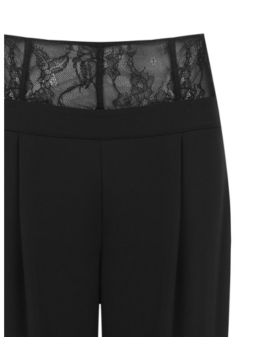 Pantalon palazzo en tissu cady avec bandeau bustier en dentelle Rinascimento