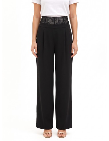Pantalon palazzo en tissu cady avec bandeau bustier en dentelle Rinascimento
