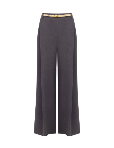 Pantalon palazzo à un pli avec ceinture en similicuir et pendentif cadenas Rinascimento