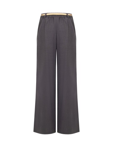 Pantalon palazzo à un pli avec ceinture en similicuir et pendentif cadenas Rinascimento