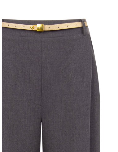 Pantalon palazzo à un pli avec ceinture en similicuir et pendentif cadenas Rinascimento