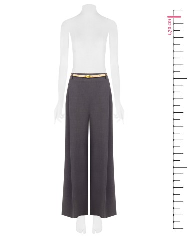 Pantalon palazzo à un pli avec ceinture en similicuir et pendentif cadenas Rinascimento