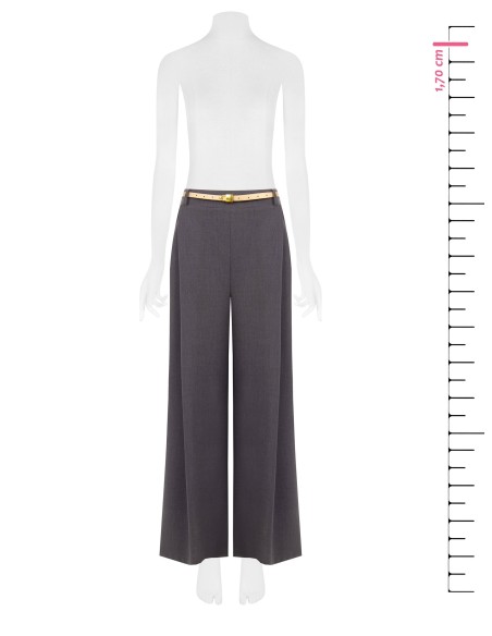 Pantalon palazzo à un pli avec ceinture en similicuir et pendentif cadenas Rinascimento