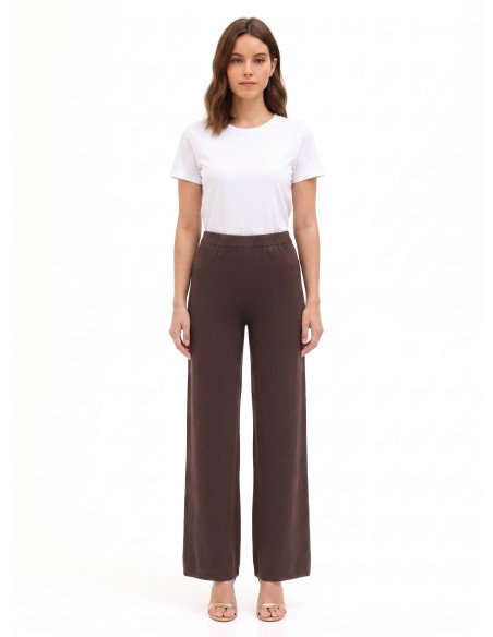 Pantalon palazzo en maille avec élastique à la taille Rinascimento