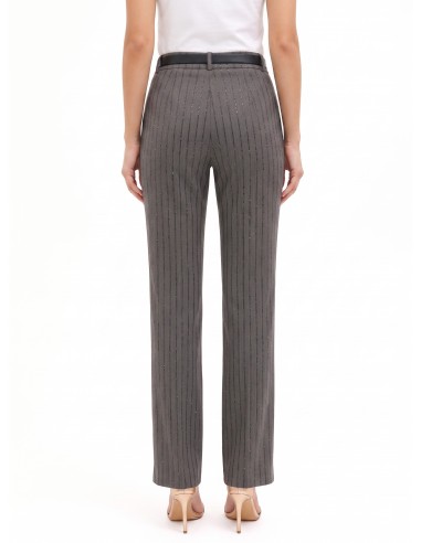Pantalon droit rayé à paillettes Rinascimento