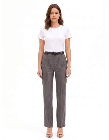 Pantalon droit rayé à paillettes Rinascimento