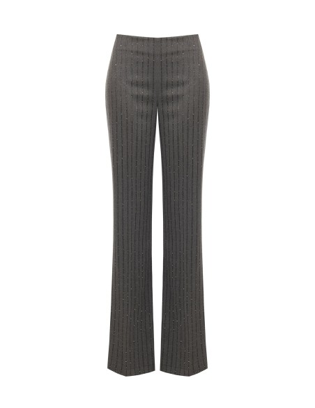 Pantalon droit rayé à paillettes Rinascimento