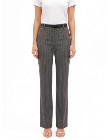 Pantalon droit rayé à paillettes Rinascimento
