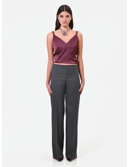 Pantalon large en polyviscose avec strass Rinascimento