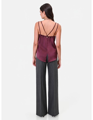 Pantalon large en polyviscose avec strass Rinascimento