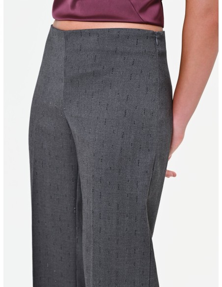 Wijde broek van viscosemix met strassversieringen van Rinascimento